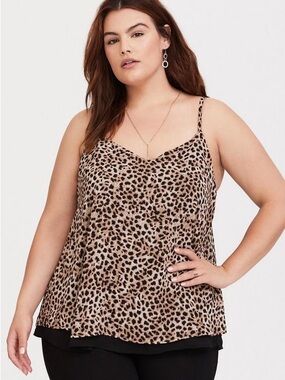 Torrid Sophie Swing Tank Cami Size 2 (18/20) leopard print flowy chiffon